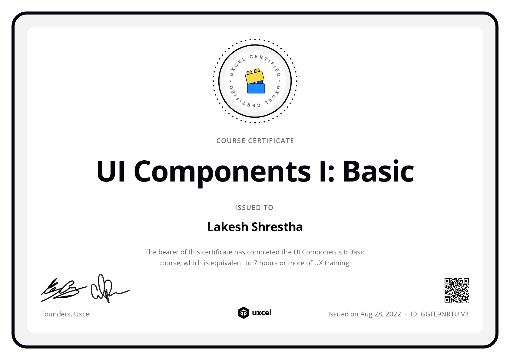 Lakesh Shrestha's certificate